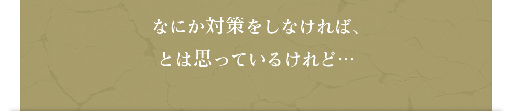 なにか対策をしなければ、とは思っているけれど…