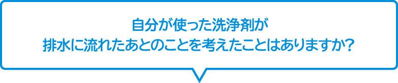 色自分が使った洗浄剤が排水に流れたあとのことを考えたことはありますか?
