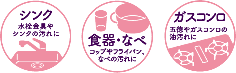 漂白 衣類の漂白しみ抜き　消臭 排水口の除菌・消臭　除菌 まな板、食器の除菌・消臭