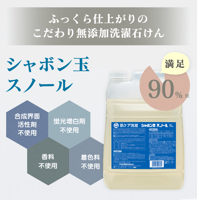 ふっくら仕上がりのこだわり無添加洗濯石けん シャボン玉スノール