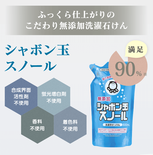 ふっくら仕上がりのこだわり無添加洗濯石けん シャボン玉スノール