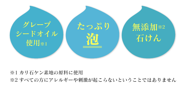 たっぷり泡3倍　グレープシードオイル使用　皮ふアレルギー皮ふ刺激テスト済み