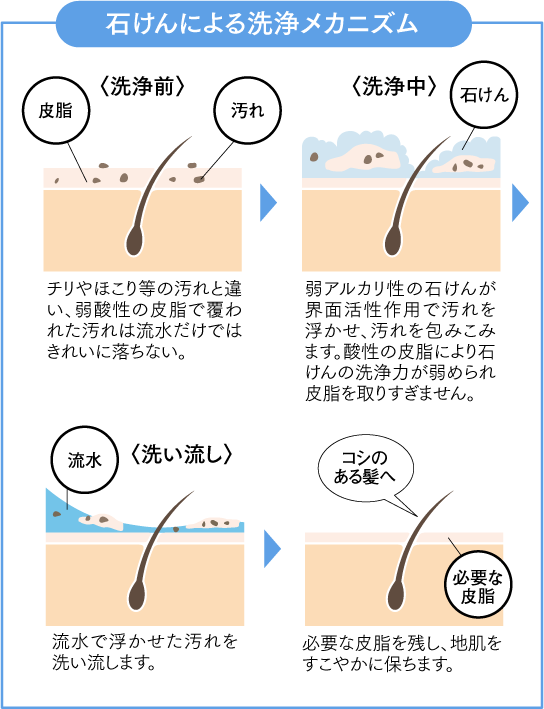 石けんによる洗浄メカニズム