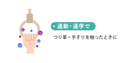 通勤・通学で つり革・手すりを触ったときに
